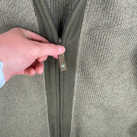 Woolrich Olive Green Full Zip Heavy Weight Long Sleeve Knit Coat Mens Size Large - Picture 4 of 7